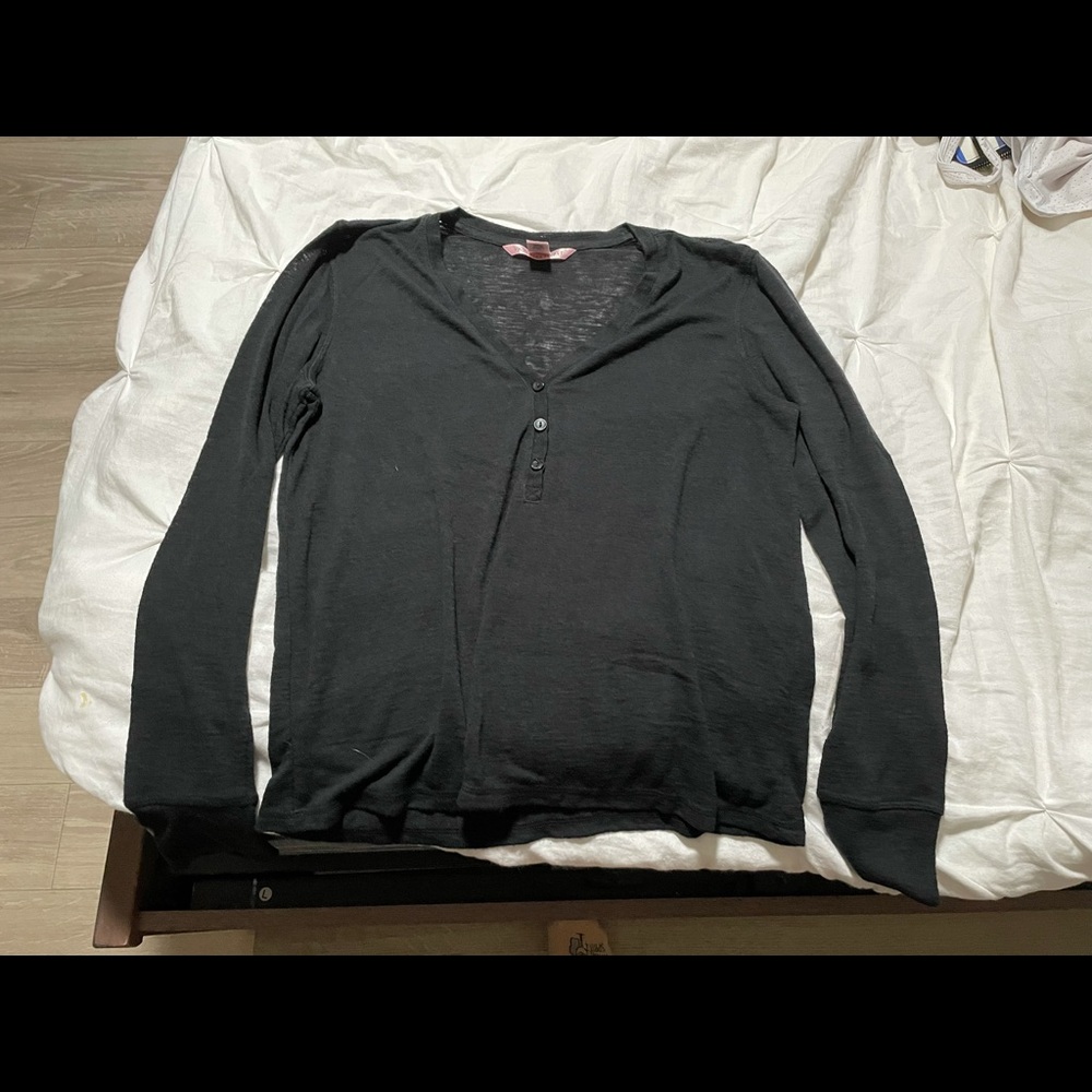 Victoria secret black button up shirt